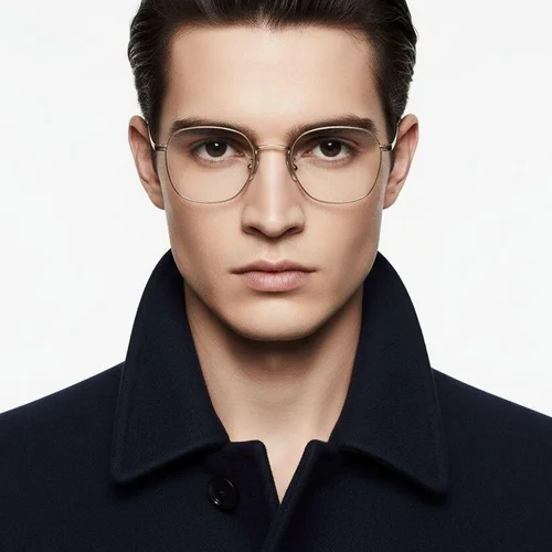 Lunettes ovales en titane doré #BS0218-0028