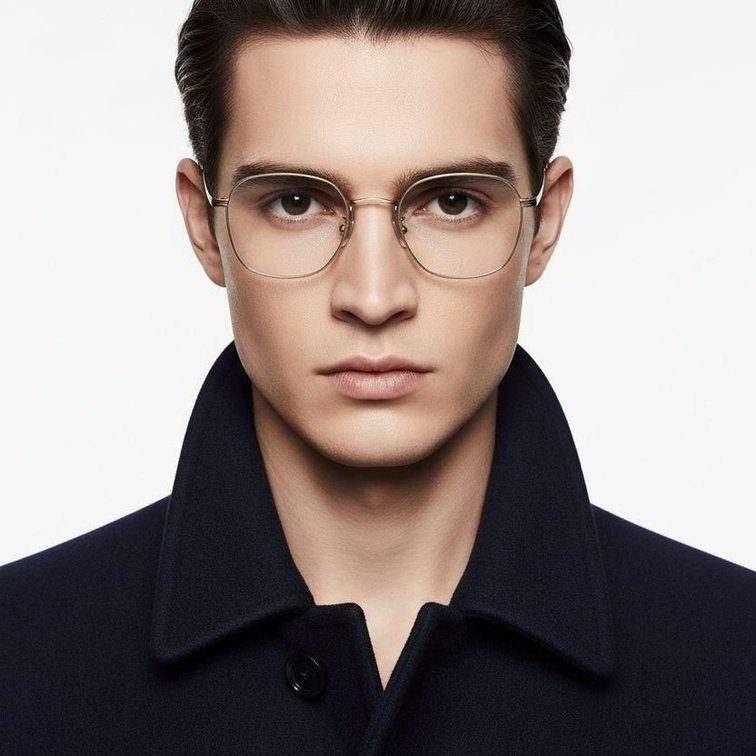 Oval Golden Titanium Glasses #BS0218-0028
