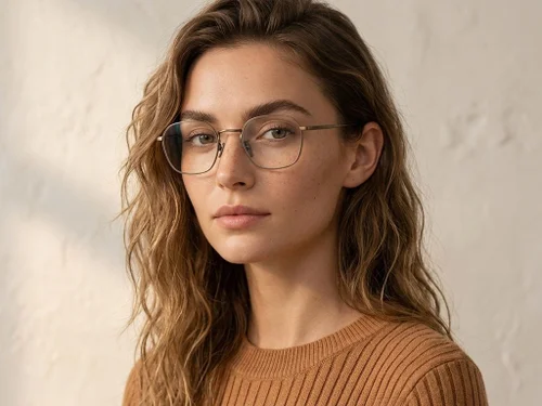 Lunettes ovales en titane brun #BS0218-0029