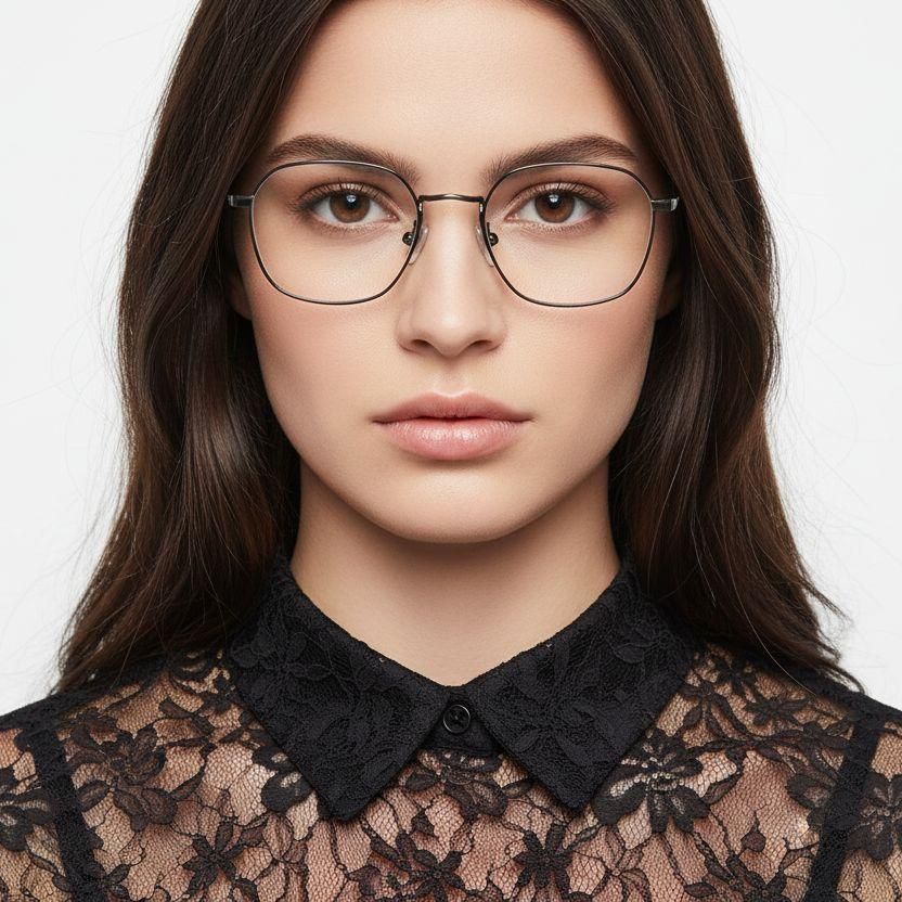 Oval Gray Titanium Glasses #BS0218-0030