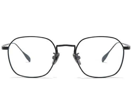 Lunettes ovales en titane noir #BS0218-0031