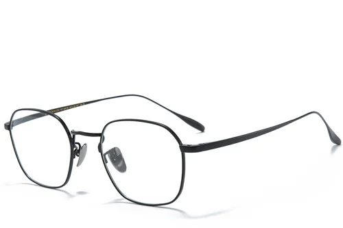 Lunettes ovales en titane noir #BS0218-0031