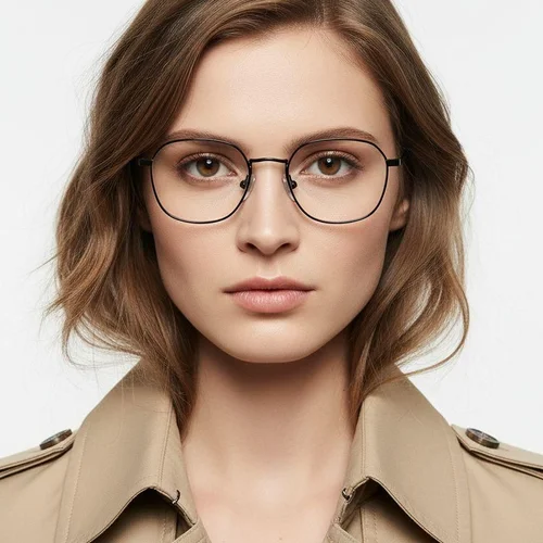 Lunettes ovales en titane noir #BS0218-0031