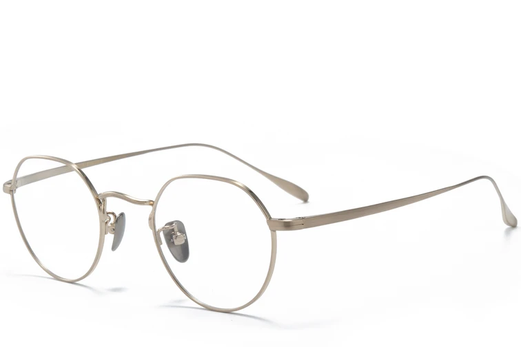 Lunettes rondes en titane doré #BS0218-0032
