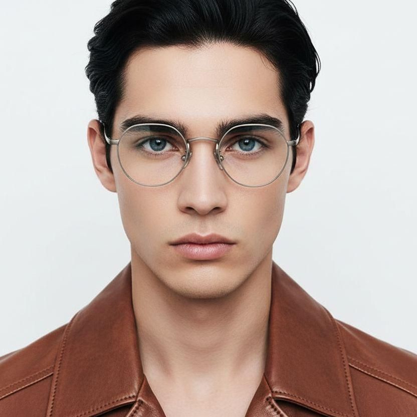 Round Golden Titanium Glasses #BS0218-0032