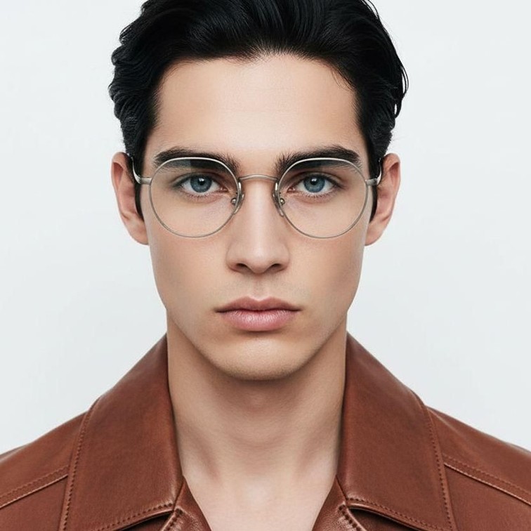 Lunettes rondes en titane doré #BS0218-0032
