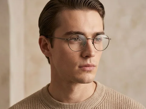 Lunettes rondes en titane brun #BS0218-0033