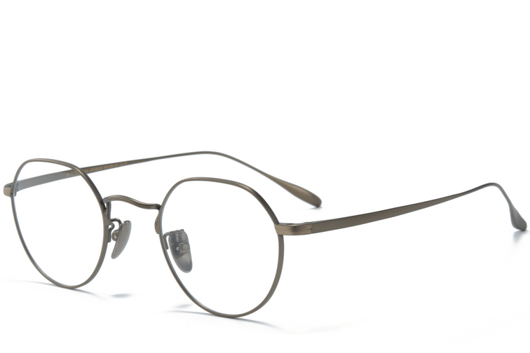 Gafas redondas de titanio marrón #BS0218-0033