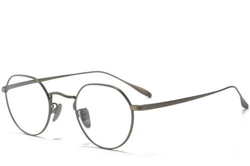 Lunettes rondes en titane brun #BS0218-0033