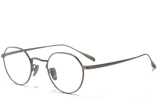 Round Brown Titanium Glasses #BS0218-0033