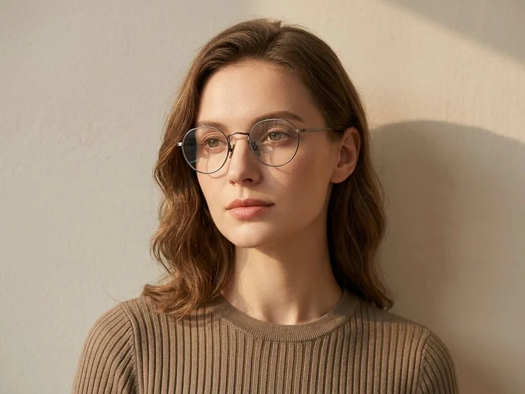 Round Gray Titanium Glasses #BS0218-0034