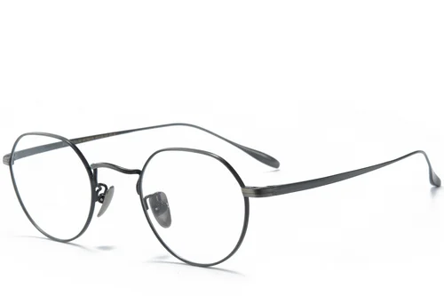Lunettes rondes en titane gris #BS0218-0034