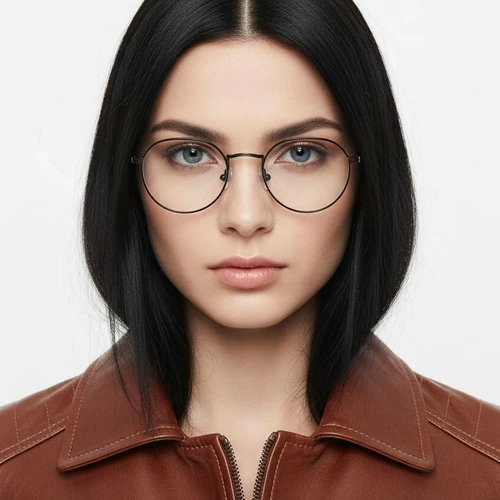 Gafas redondas de titanio gris #BS0218-0034