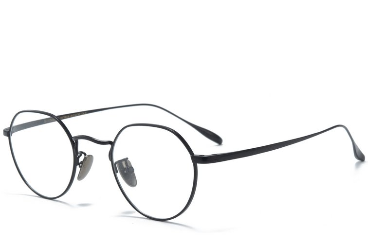 Round Black Titanium Glasses #BS0218-0035