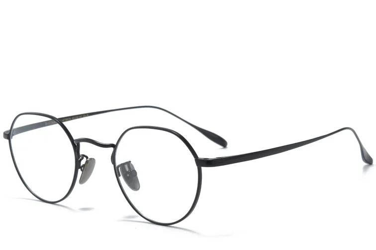 Lunettes rondes en titane noir #BS0218-0035