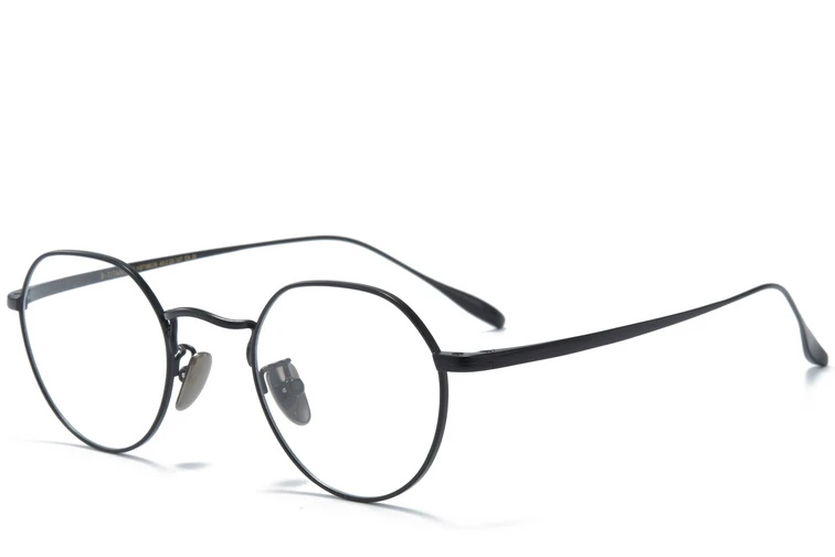 Gafas redondas de titanio negro #BS0218-0035