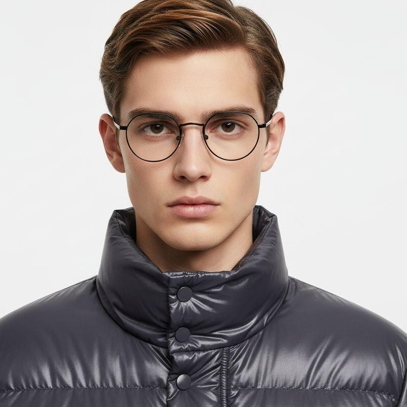 Round Black Titanium Glasses #BS0218-0035