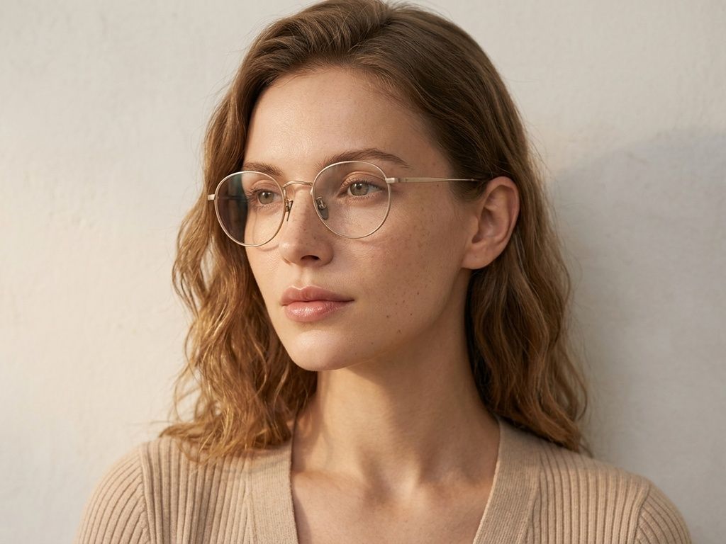 Oval Golden Titanium Glasses #BS0218-0036