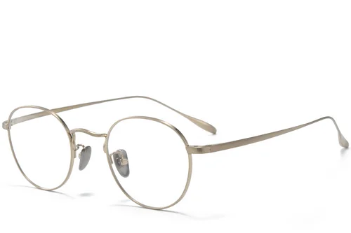 Lunettes ovales en titane doré #BS0218-0036