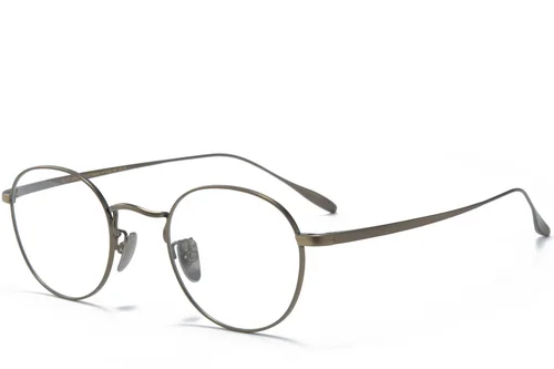 Lunettes ovales en titane brun #BS0218-0037