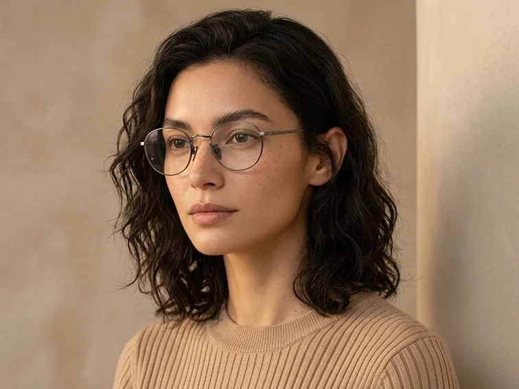 Oval Gray Titanium Glasses #BS0218-0038