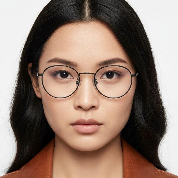 Oval Gray Titanium Glasses #BS0218-0038