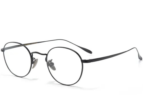 Lunettes ovales en titane noir #BS0218-0039