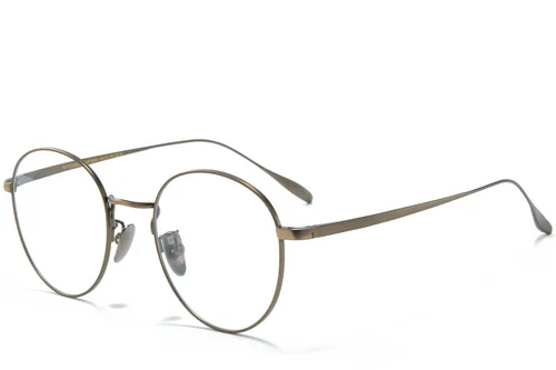 Lunettes ovales en titane brun #BS0218-0041