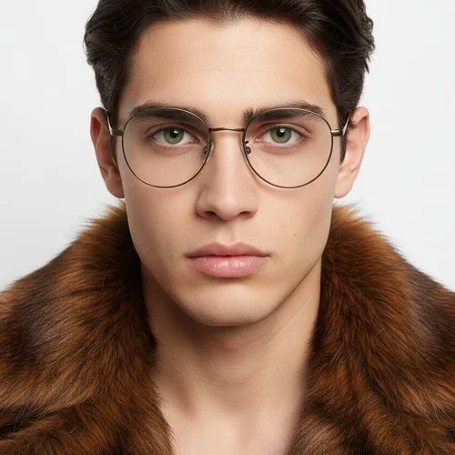Lunettes ovales en titane brun #BS0218-0041