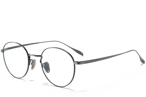 Lunettes ovales en titane gris #BS0218-0042