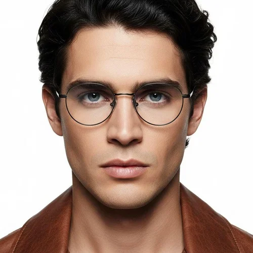 Lunettes ovales en titane gris #BS0218-0042