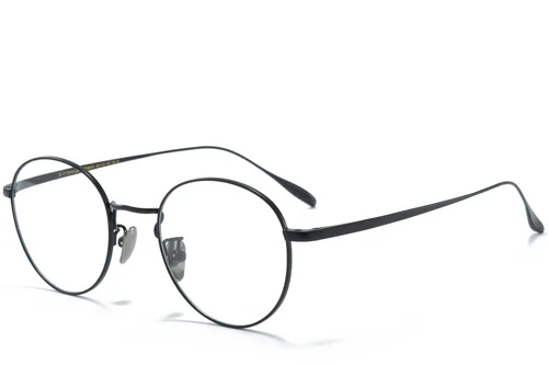Lunettes ovales en titane noir #BS0218-0043