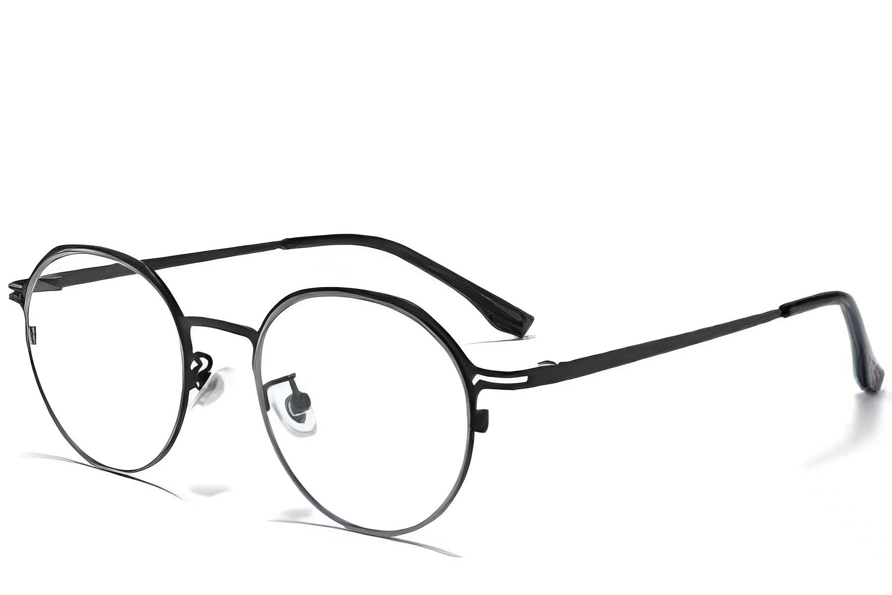 Oval Black Titanium Glasses #BS0218-0044