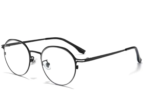 Lunettes ovales en titane noir #BS0218-0044