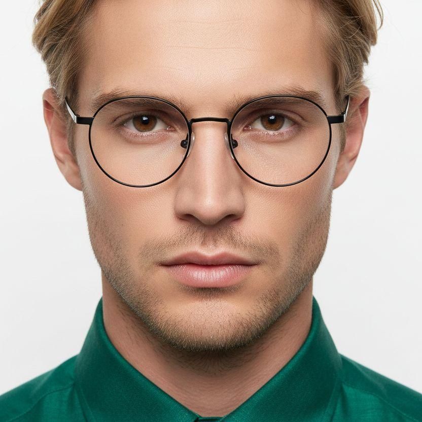 Oval Black Titanium Glasses #BS0218-0044