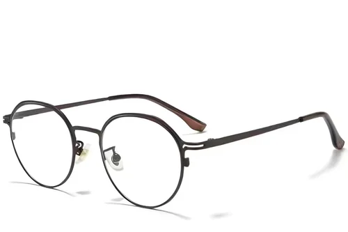 Lunettes ovales en titane brun #BS0218-0045