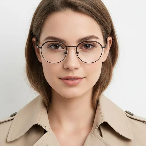 Lunettes ovales en titane brun #BS0218-0045