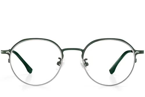 Lunettes ovales en titane vert #BS0218-0046