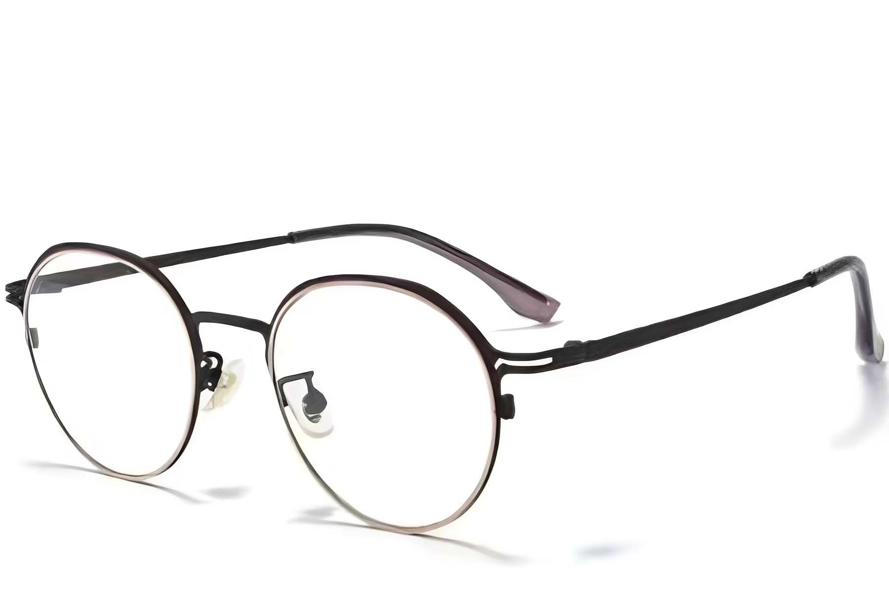 Gafas ovaladas de titanio negro #BS0218-0048