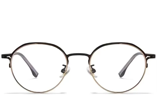 Lunettes ovales en titane noir #BS0218-0048