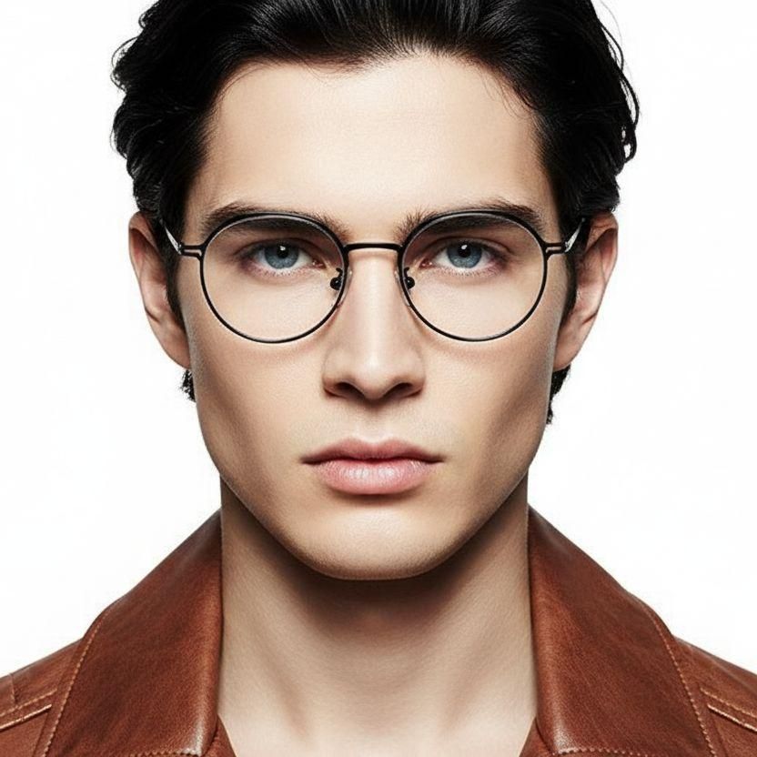 Ovale schwarze Titanbrille #BS0218-0048