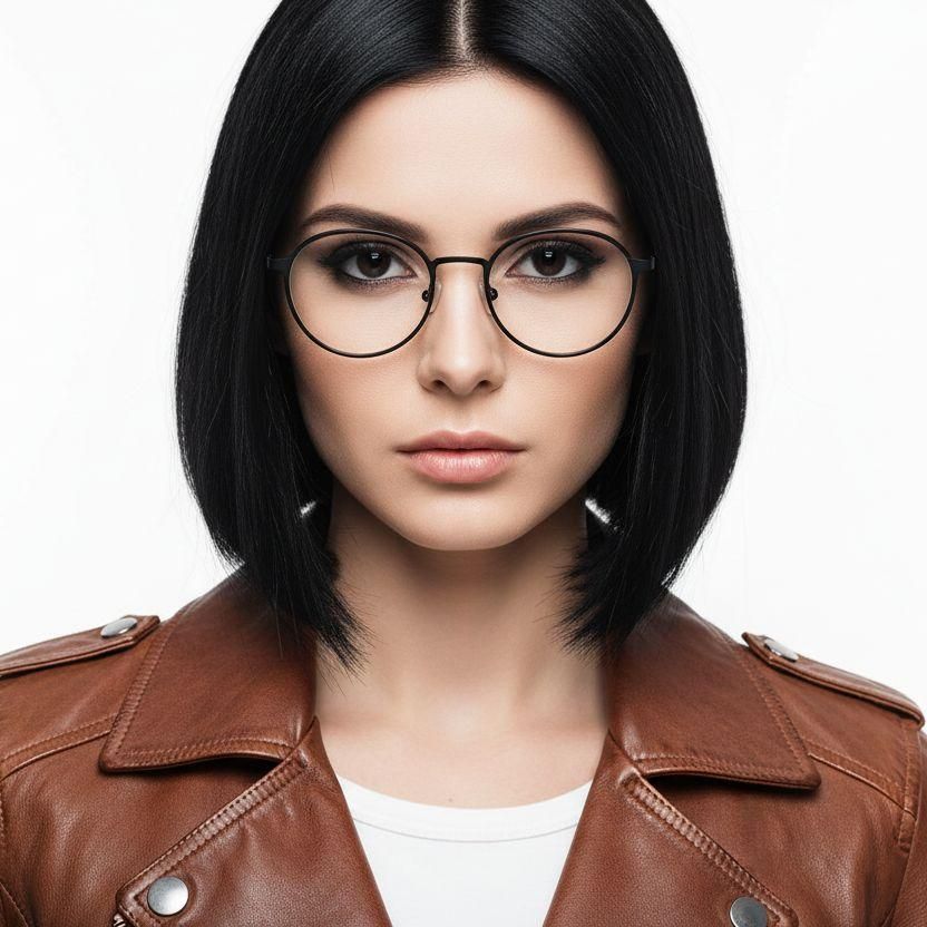 Gafas ovaladas de titanio negro #BS0218-0048