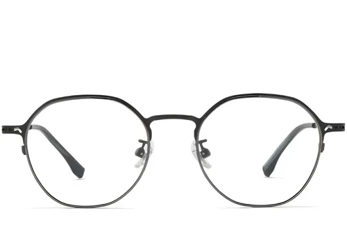 Lunettes ovales en titane noir #BS0218-0049