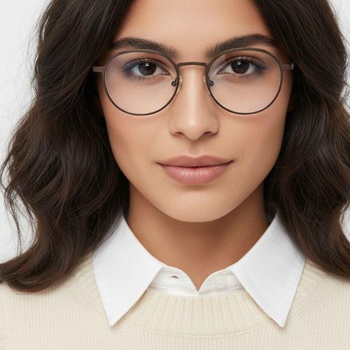 Lunettes ovales en titane noir #BS0218-0050