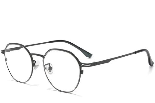 Lunettes ovales en titane noir #BS0218-0051