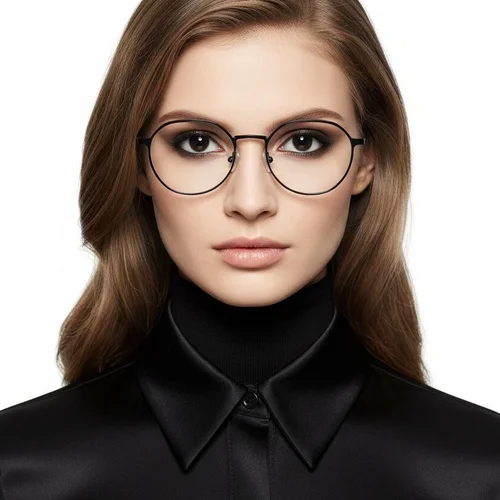 Lunettes ovales en titane noir #BS0218-0051