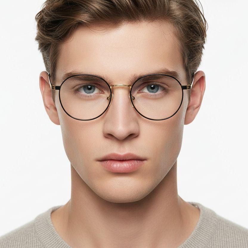 Oval Black Titanium Glasses #BS0218-0052