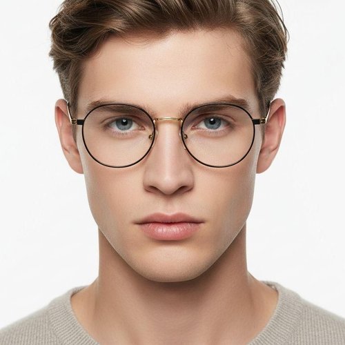 Lunettes ovales en titane noir #BS0218-0052