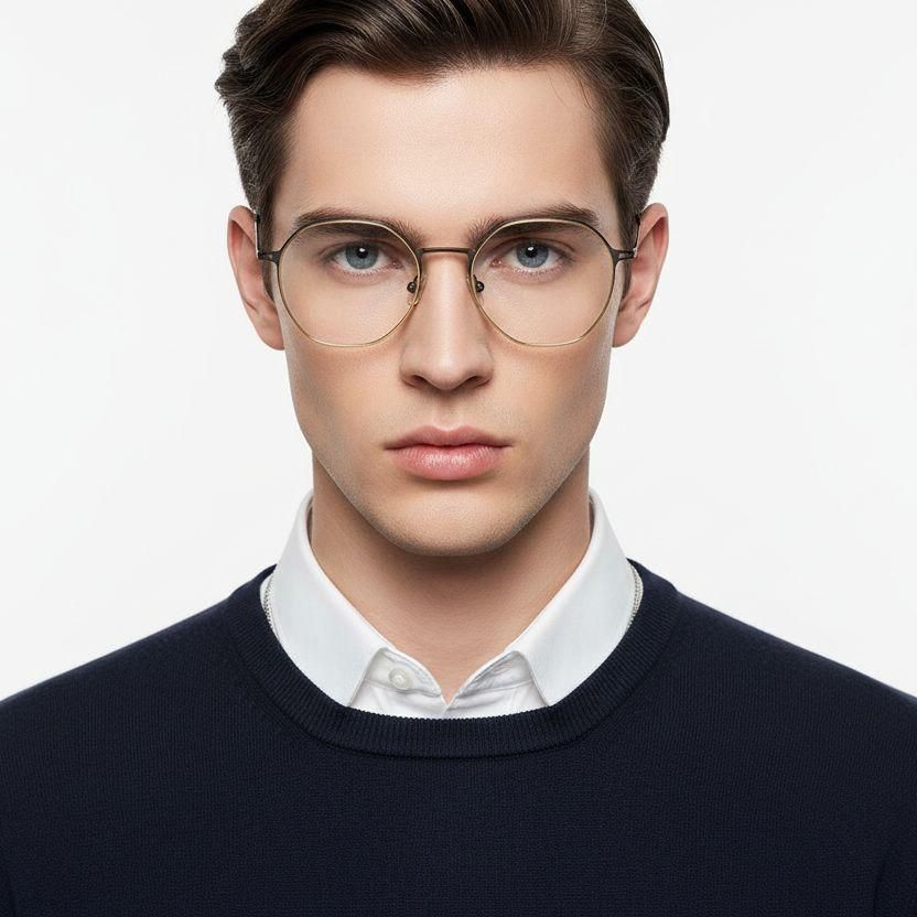 Oval Black Titanium Glasses #BS0218-0053