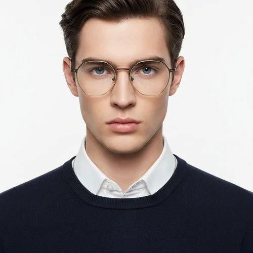 Lunettes ovales en titane noir #BS0218-0053